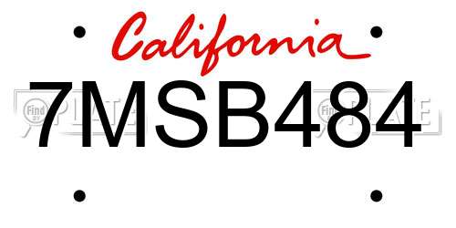 7MSB484 California License Plate