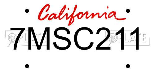 7MSC211 California License Plate