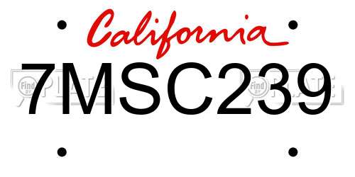 7MSC239 California License Plate