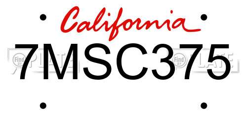 7MSC375 California License Plate