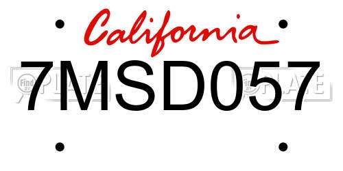 7MSD057 California License Plate