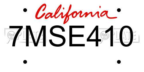 7MSE410 California License Plate