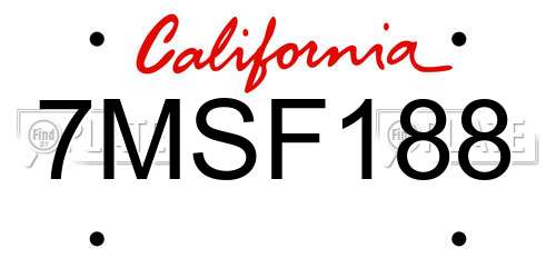 7MSF188 California License Plate