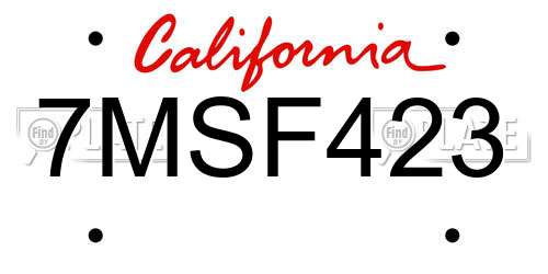 7MSF423 California License Plate
