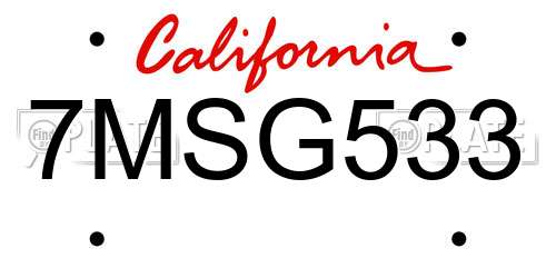 7MSG533 California License Plate