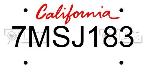 7MSJ183 California License Plate