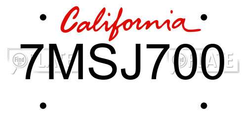 7MSJ700 California License Plate