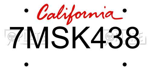 7MSK438 California License Plate