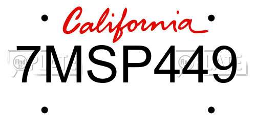 7MSP449 California License Plate