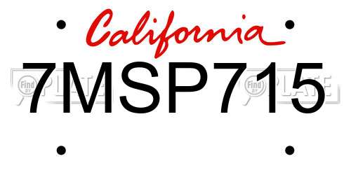 7MSP715 California License Plate