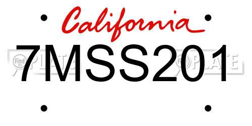 7MSS201 California License Plate