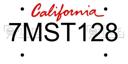 7MST128 California License Plate