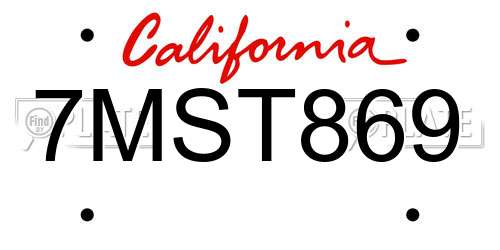 7MST869 California License Plate