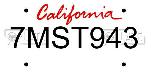 7MST943 California License Plate