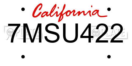 7MSU422 California License Plate