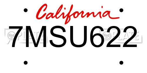 7MSU622 California License Plate