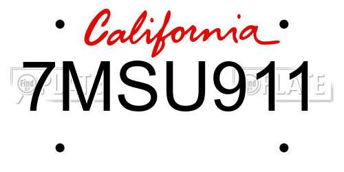 7MSU911 California License Plate