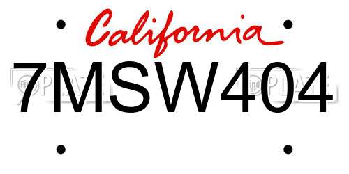 7MSW404 California License Plate