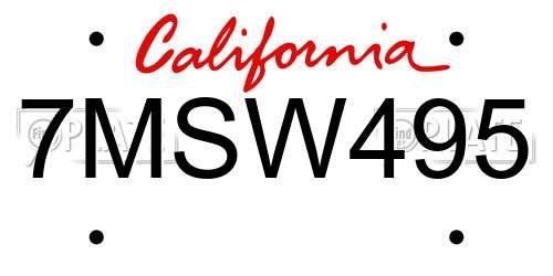 7MSW495 California License Plate