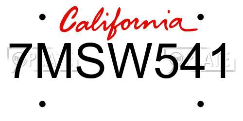 7MSW541 California License Plate