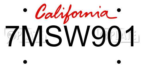 7MSW901 California License Plate
