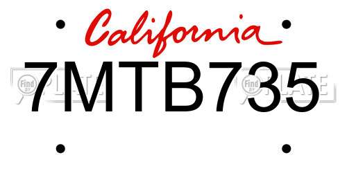 7MTB735 California License Plate