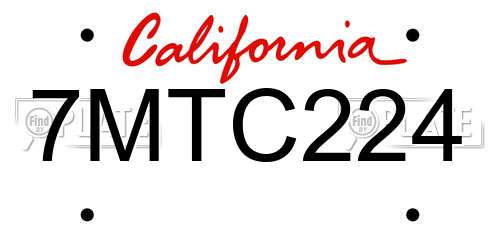 7MTC224 California License Plate