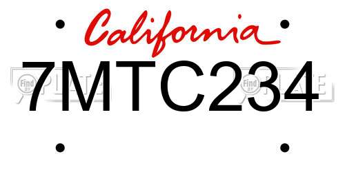 7MTC234 California License Plate