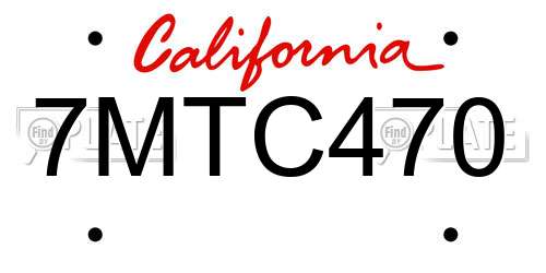 7MTC470 California License Plate