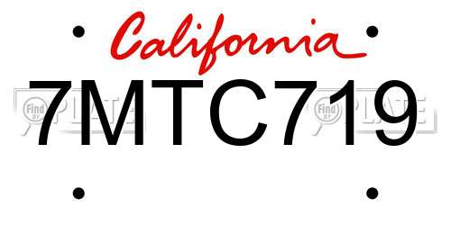 7MTC719 California License Plate