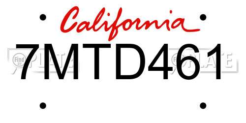 7MTD461 California License Plate