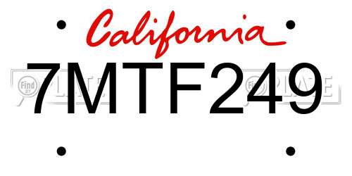 7MTF249 California License Plate