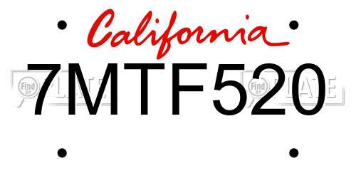 7MTF520 California License Plate