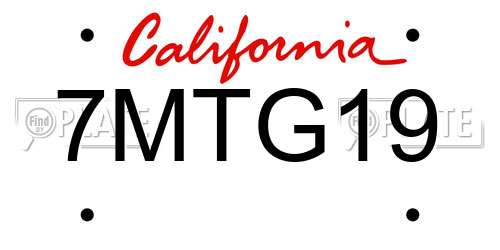 7MTG19 California License Plate