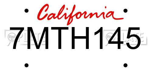 7MTH145 California License Plate