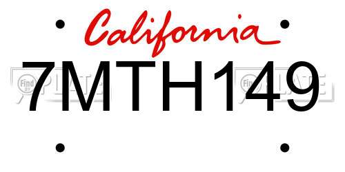 7MTH149 California License Plate