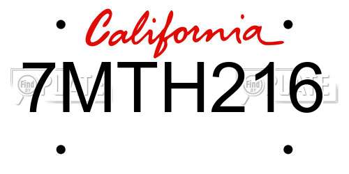 7MTH216 California License Plate