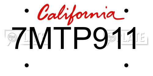 7MTP911 California License Plate