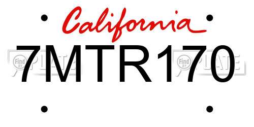 7MTR170 California License Plate