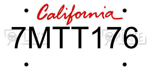 7MTT176 California License Plate
