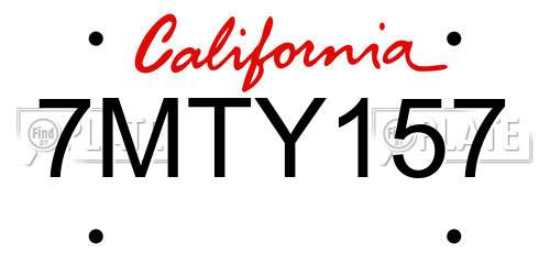 7MTY157 California License Plate