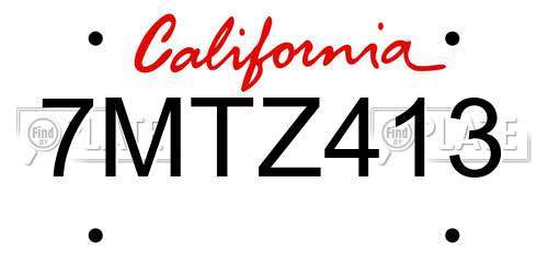 7MTZ413 California License Plate