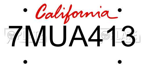 7MUA413 California License Plate