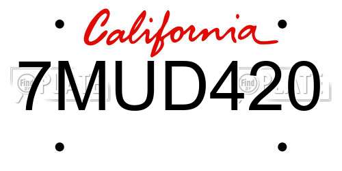 7MUD420 California License Plate