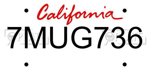 7MUG736 California License Plate
