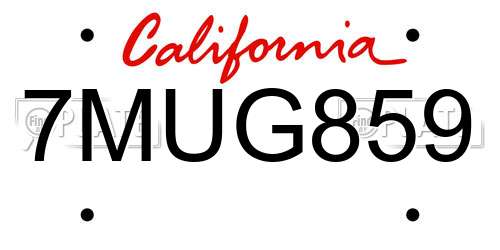 7MUG859 California License Plate