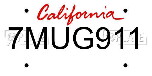 7MUG911 California License Plate