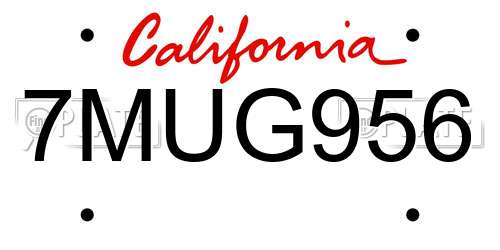 7MUG956 California License Plate