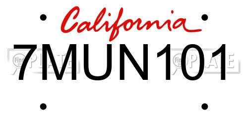 7MUN101 California License Plate
