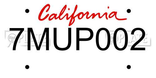 7MUP002 California License Plate